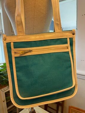 Turquoise and White Canvas Tote Bag